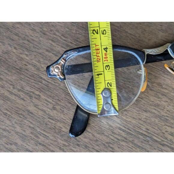 Vintage Cat Eye Bausch & Lomb Eyeglasses Black B&L Gold Filled Granny Bifocals - Picture 14 of 16